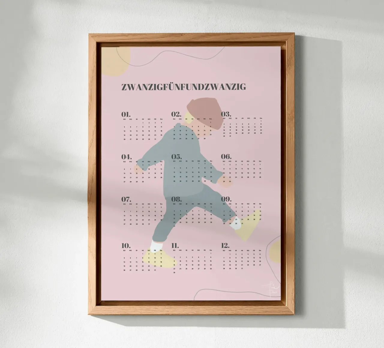 TAMO calendario de pared ilustrado 2025 - versión alemana aluminio dibond de Tine Taler