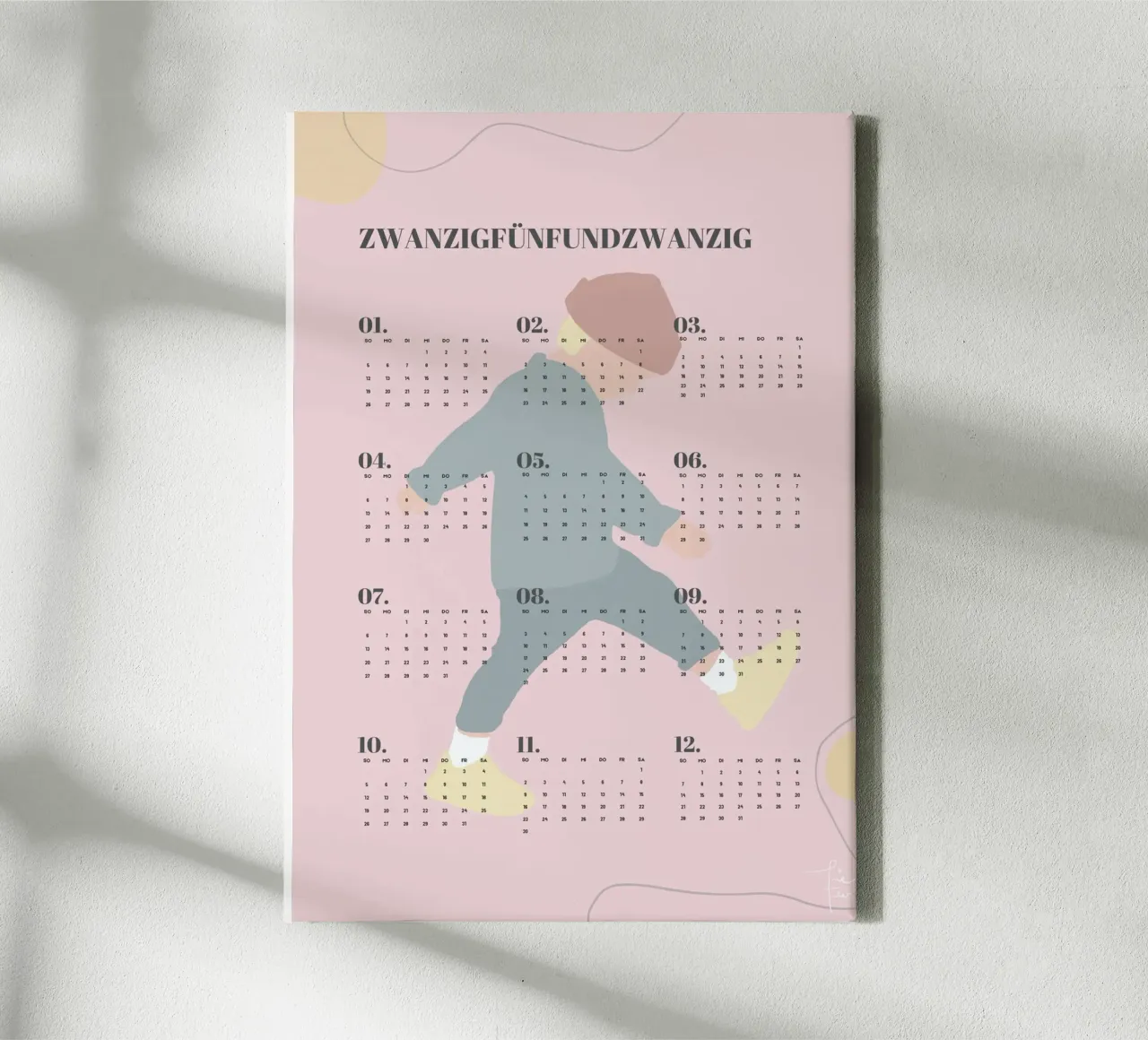 TAMO illustrated wall calendar 2025 - German version canvas by Tine Taler