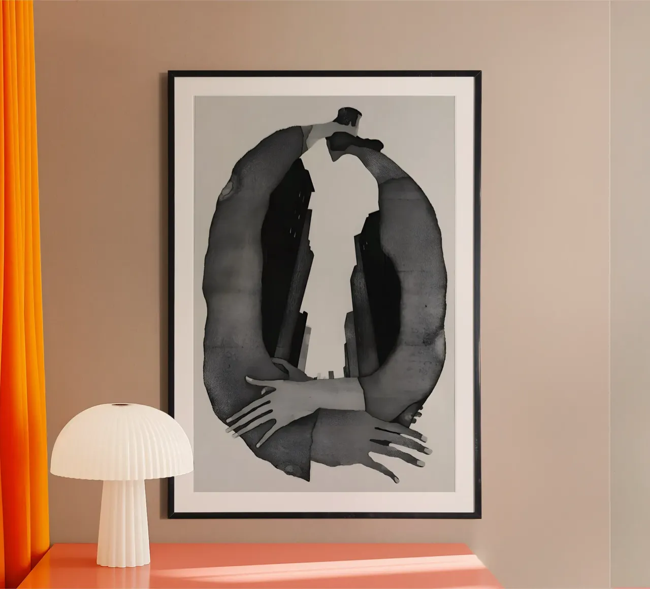 Amore urbano poster con telaio in legno da Kunst und Kontrast