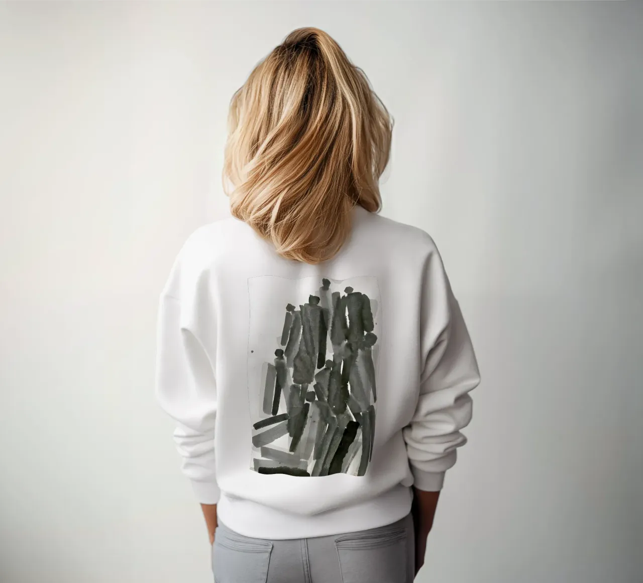 Acquerello Composizione di folla felpa da Kunst und Kontrast