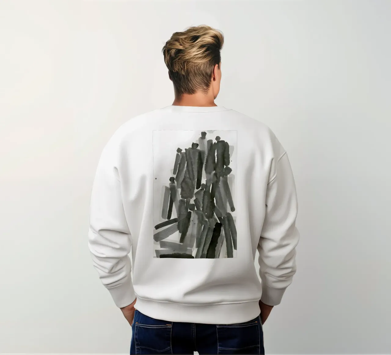 Acquerello Composizione di folla felpa da Kunst und Kontrast