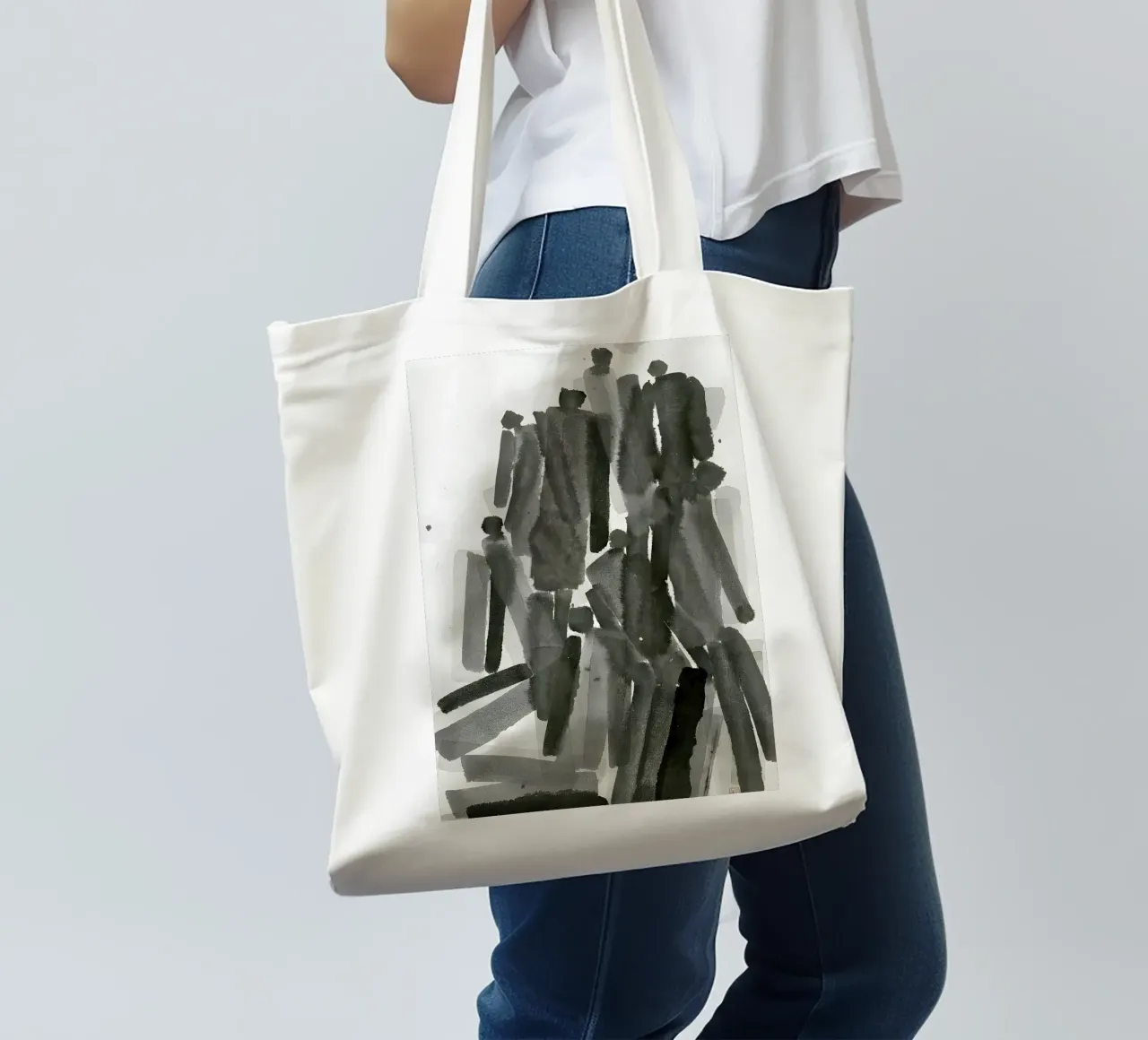 Acquerello Composizione di folla borsa in juta da Kunst und Kontrast
