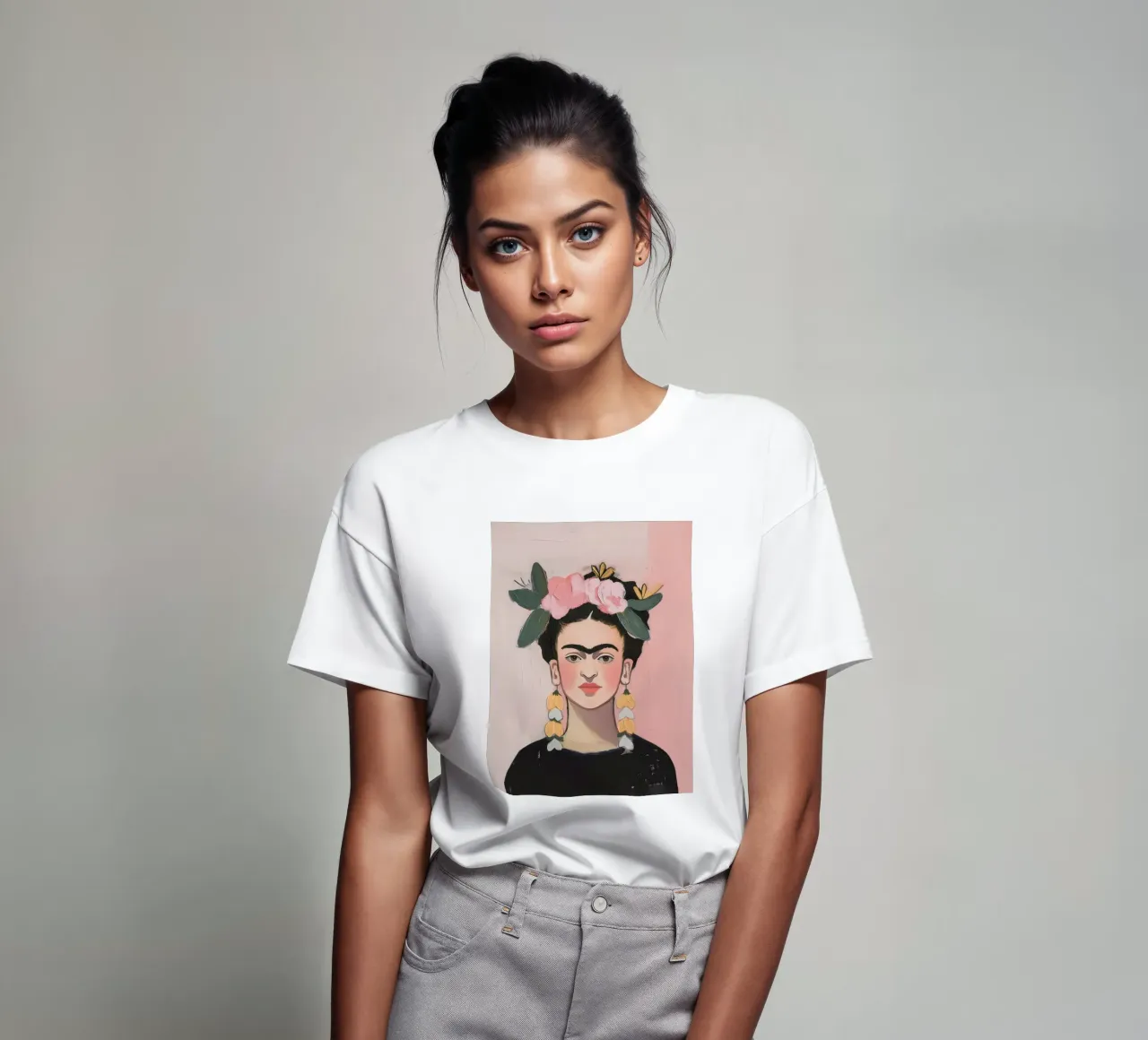Orecchini con fiori di Frida t-shirt da Carinaprint