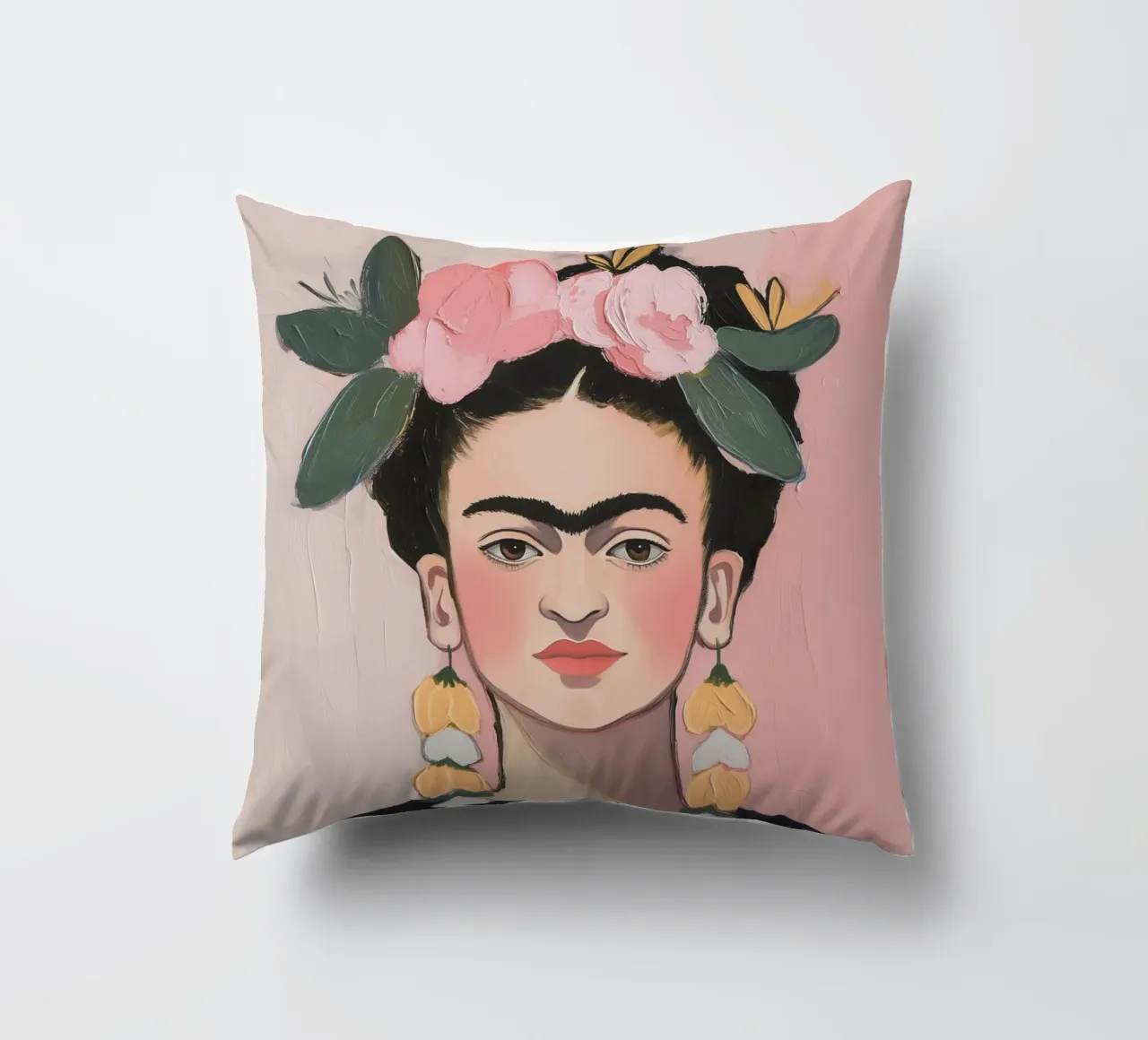 Orecchini con fiori di Frida cuscino da Carinaprint