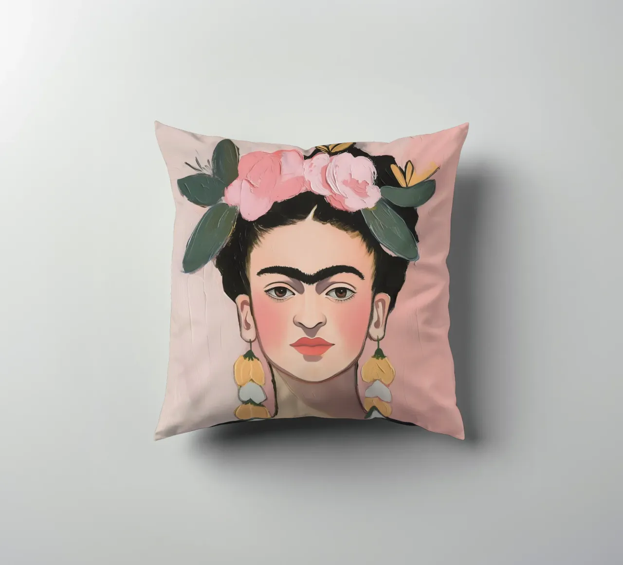 Orecchini con fiori di Frida cuscino da Carinaprint