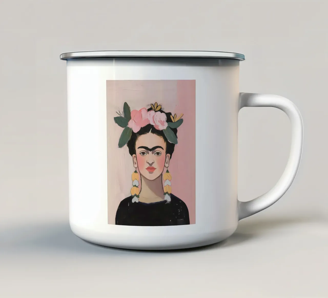 Orecchini con fiori di Frida tazza in smalto da Carinaprint