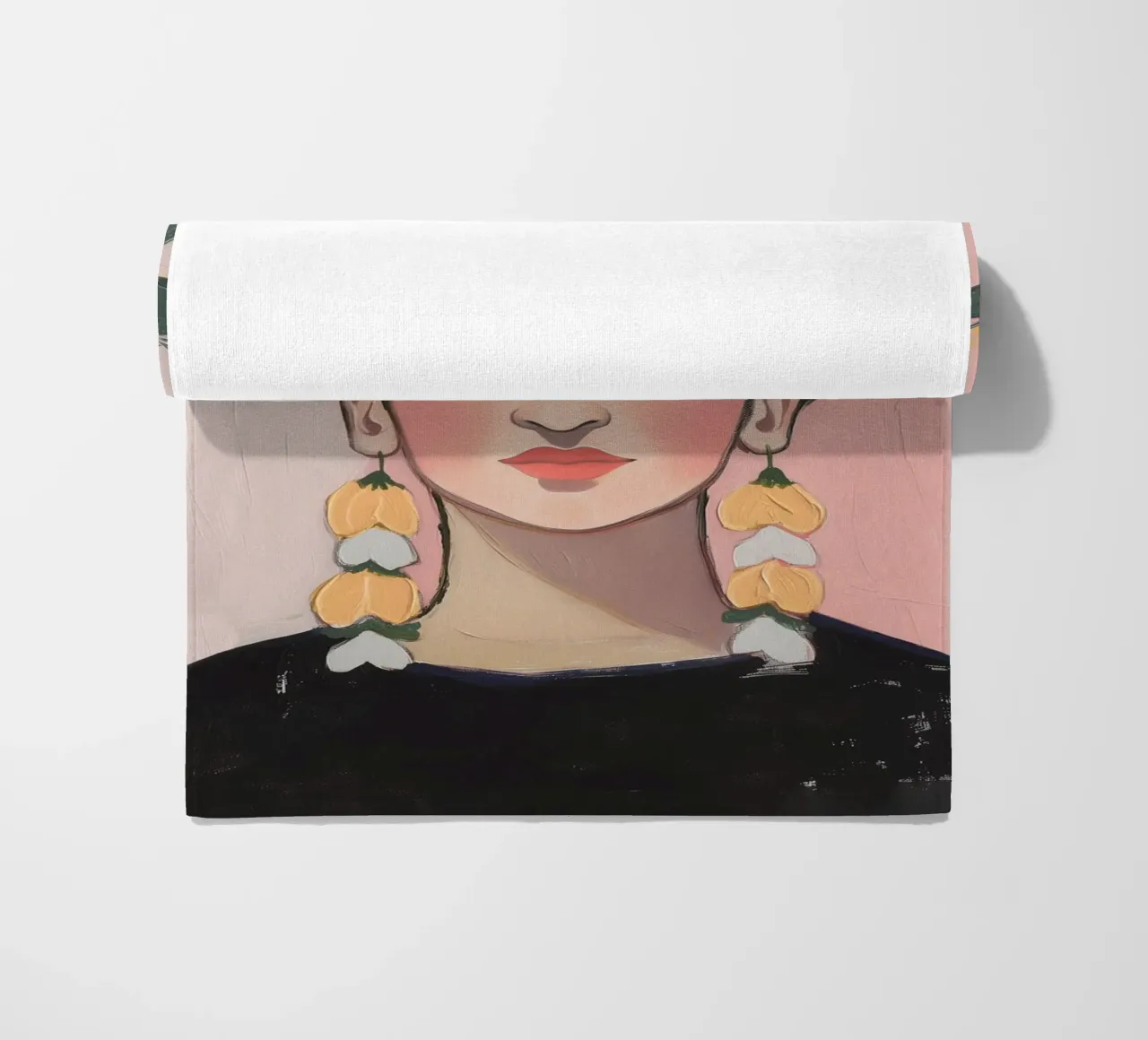 Orecchini con fiori di Frida telo mare da Carinaprint