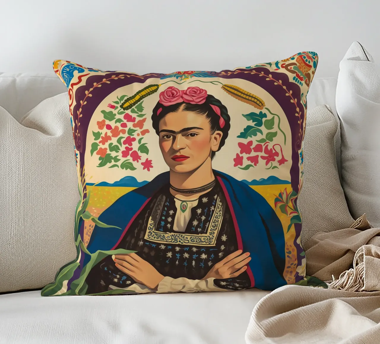 Il folklore botanico di Frida cuscino da Carinaprint