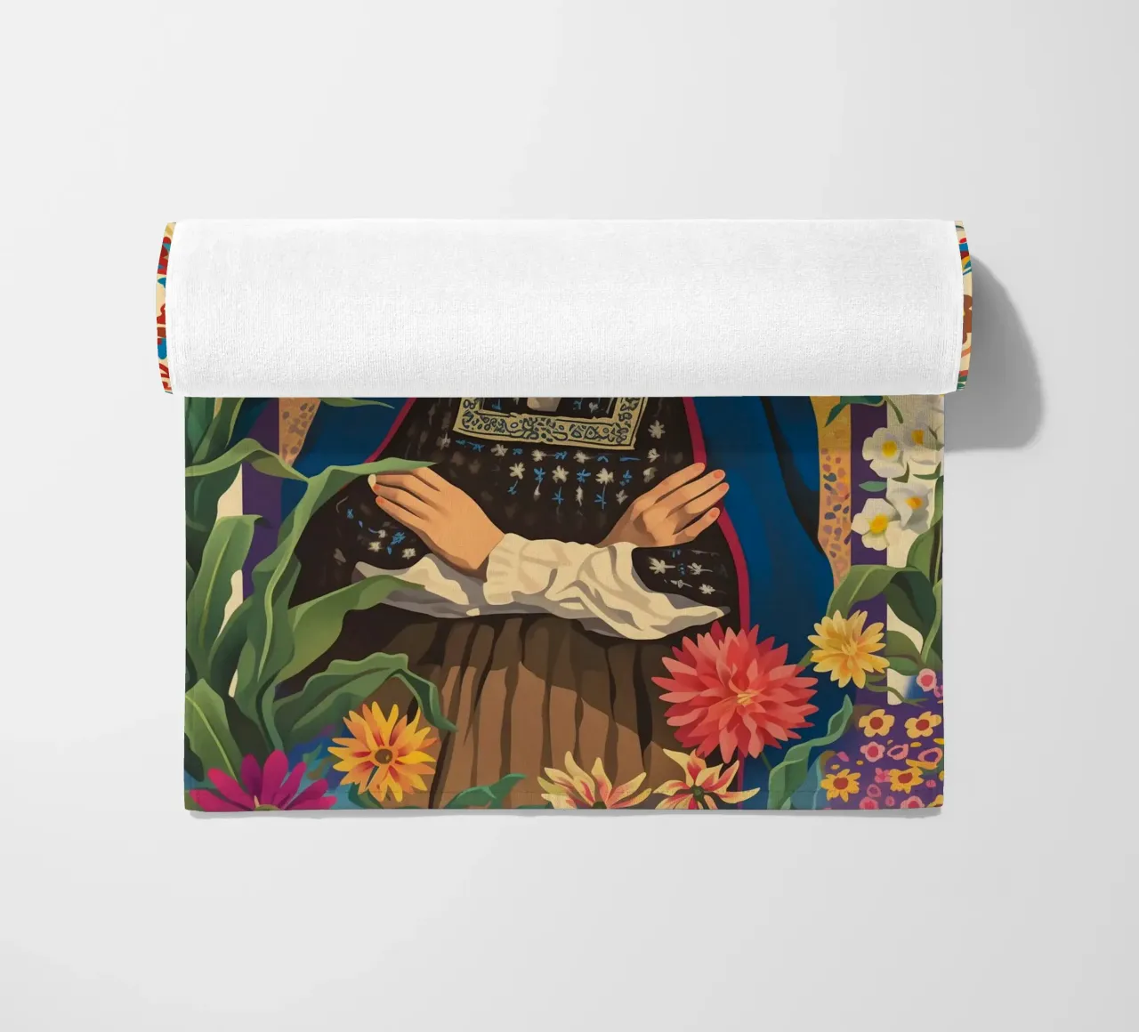 Il folklore botanico di Frida telo mare da Carinaprint