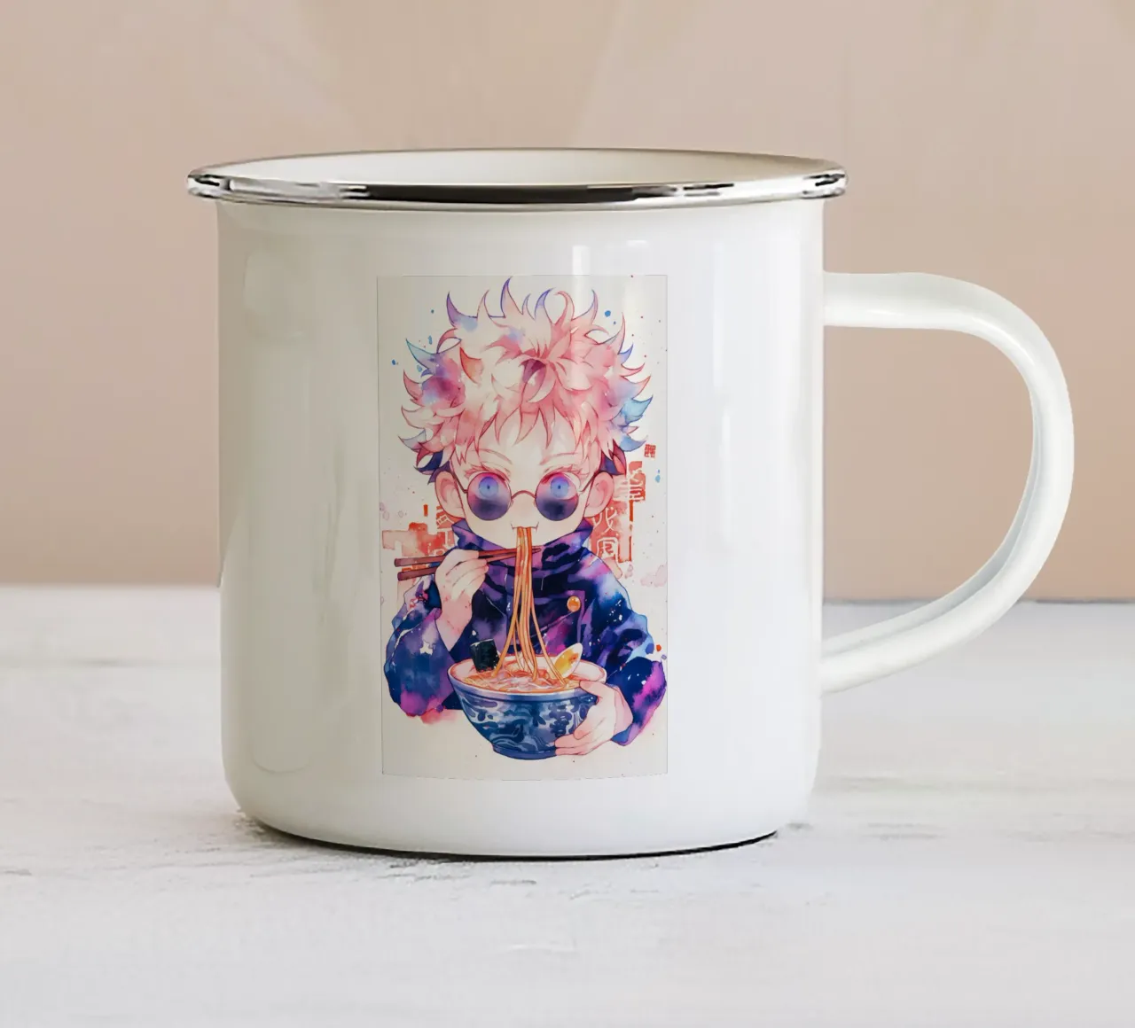 Gojo Satoru from Jujutsu kaisen Ramen tazza in smalto da CreativeStudio