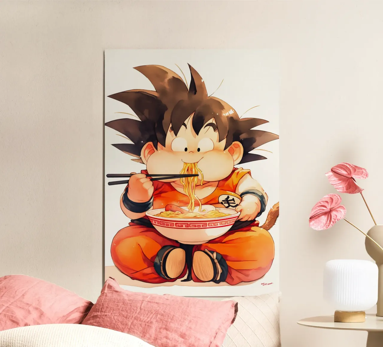 Goku From Dragon Ball Z Ramen poster con telaio in plastica da CreativeStudio