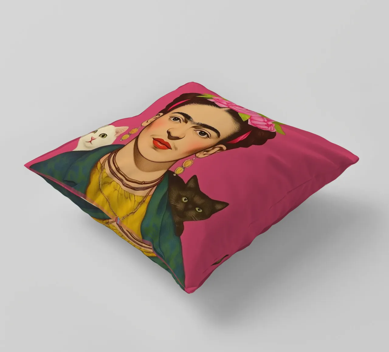 Frida con i cuccioli di gatto cuscino da Carinaprint
