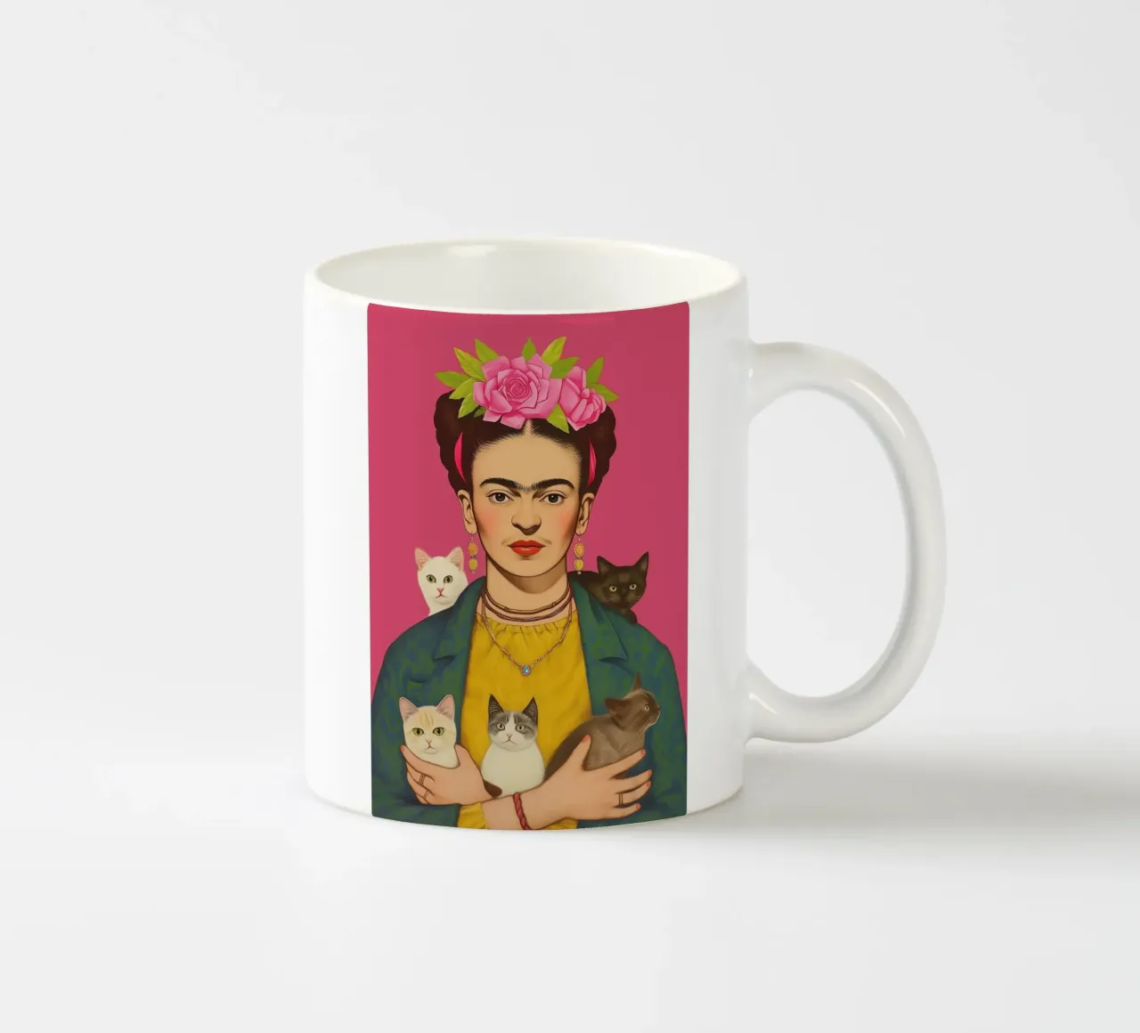 Frida con i cuccioli di gatto tazza in ceramica da Carinaprint