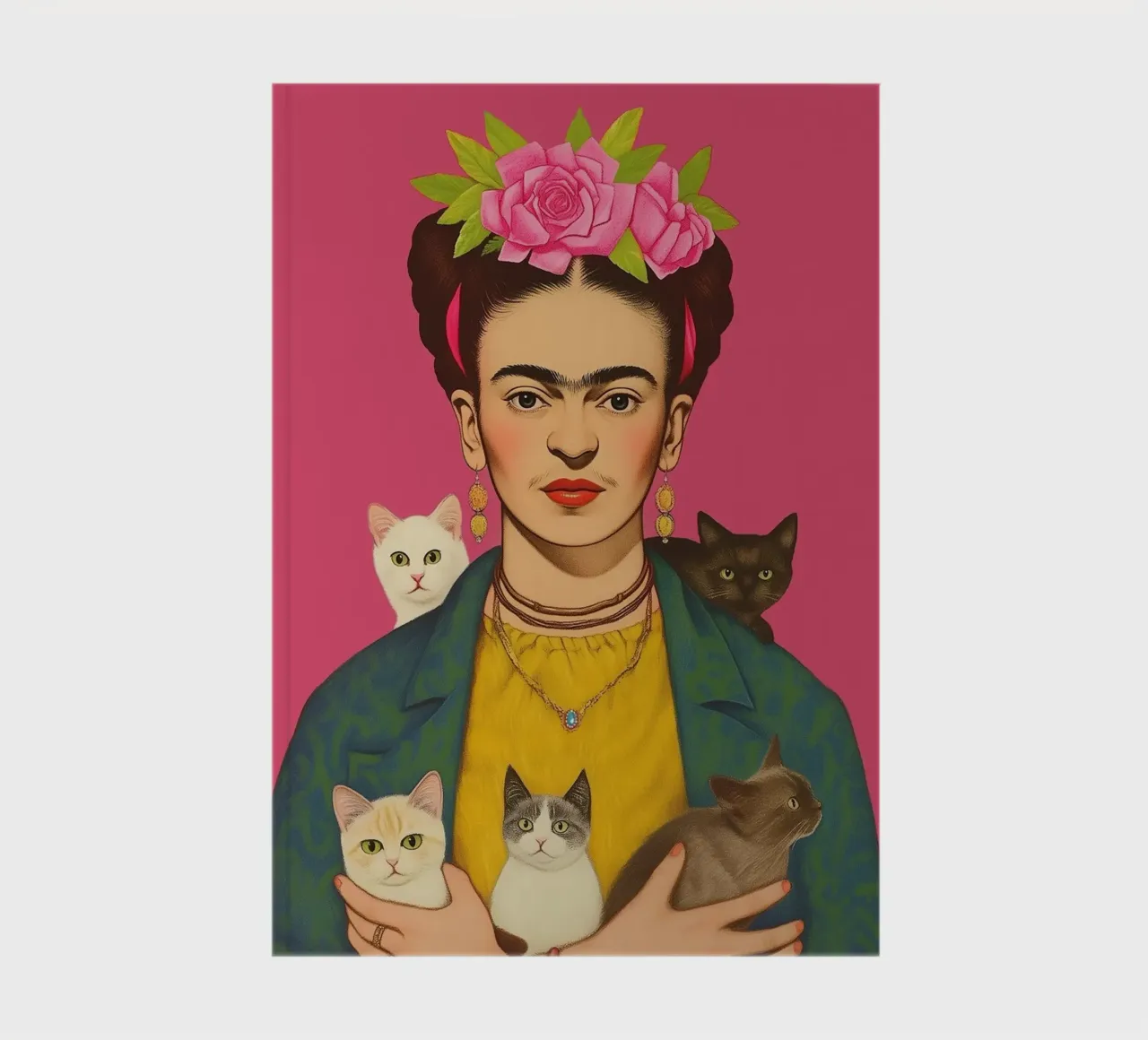 Frida with cat babies notebook by Carinaprint