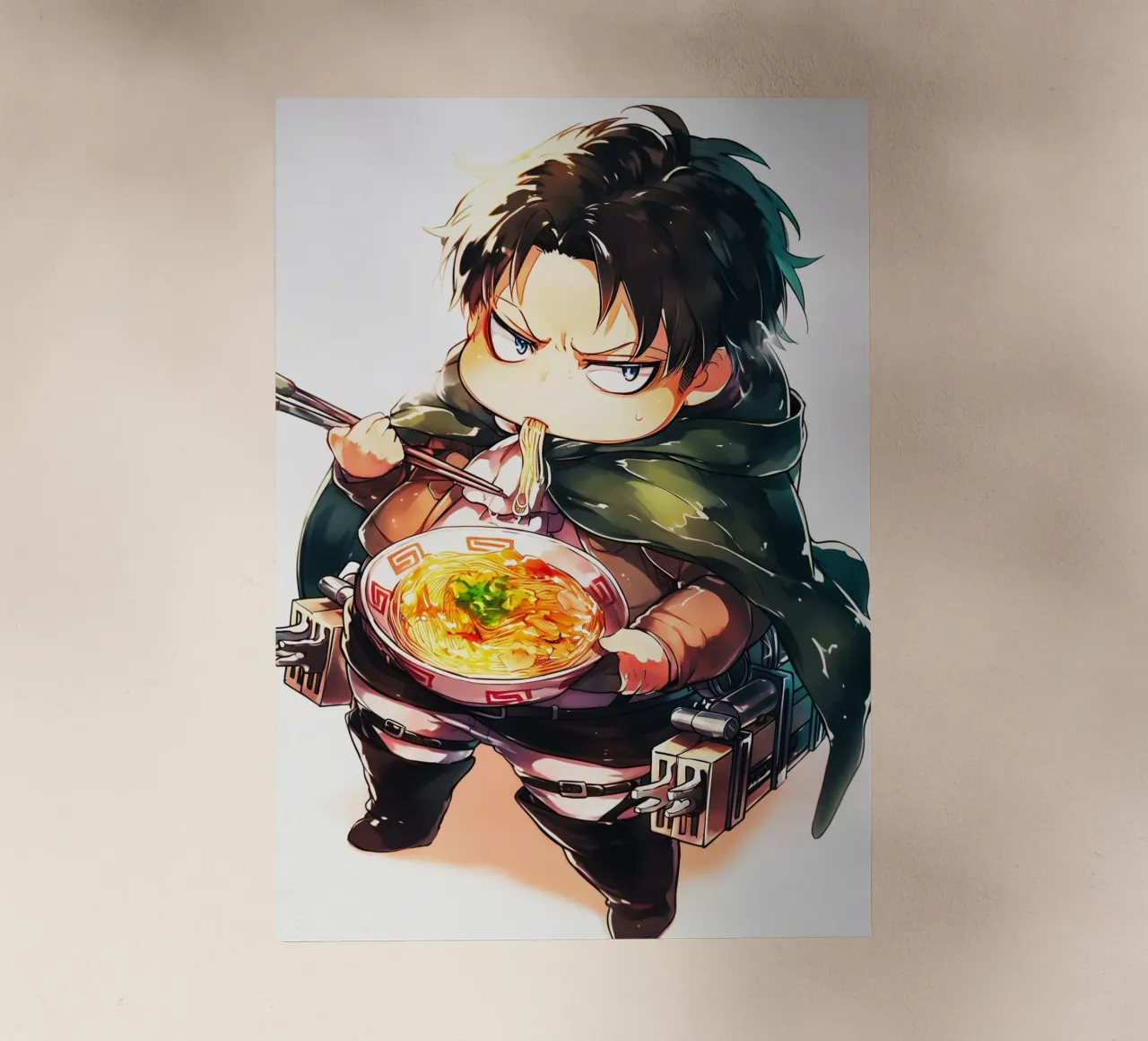 Levi from Attack on titan Ramen lámina retroiluminada de CreativeStudio