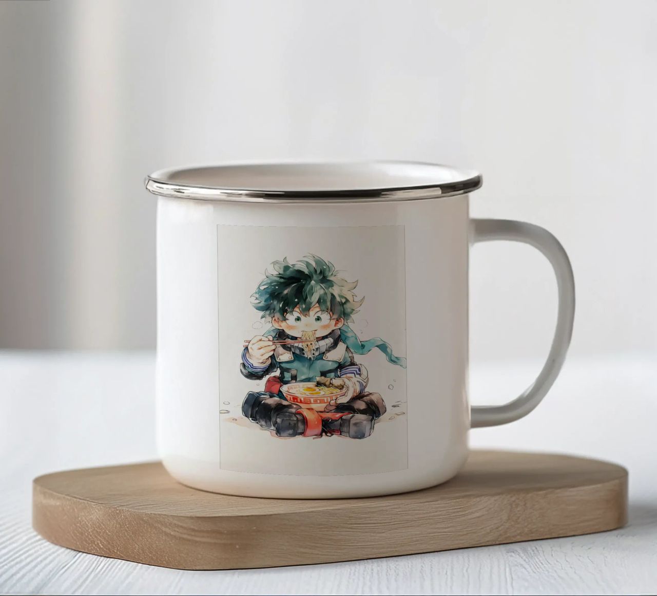 Midoriya Izuku from My Hero Academia Ramen enamel mug by CreativeStudio