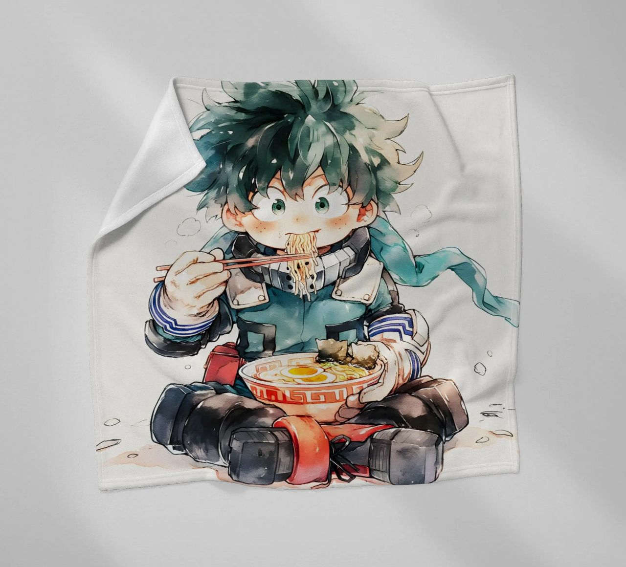 Midoriya Izuku from My Hero Academia Ramen fleece blanket by CreativeStudio
