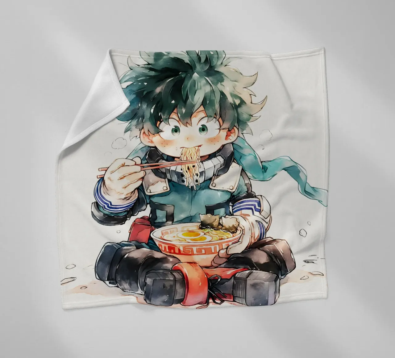 Midoriya Izuku from My Hero Academia Ramen coperta in pile da CreativeStudio