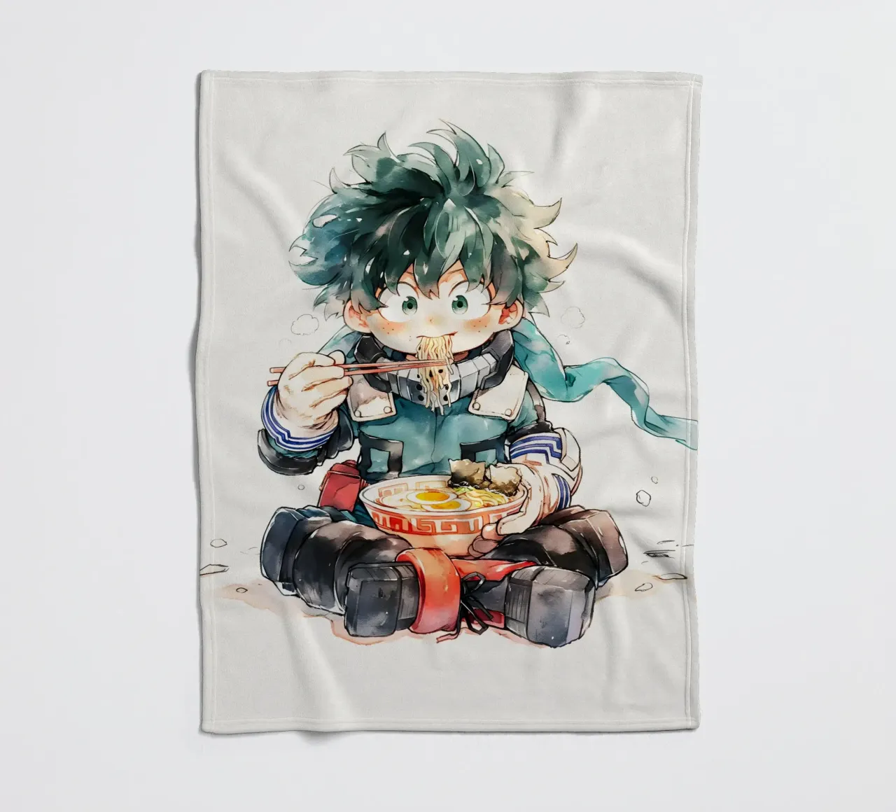 Midoriya Izuku from My Hero Academia Ramen coperta in pile da CreativeStudio