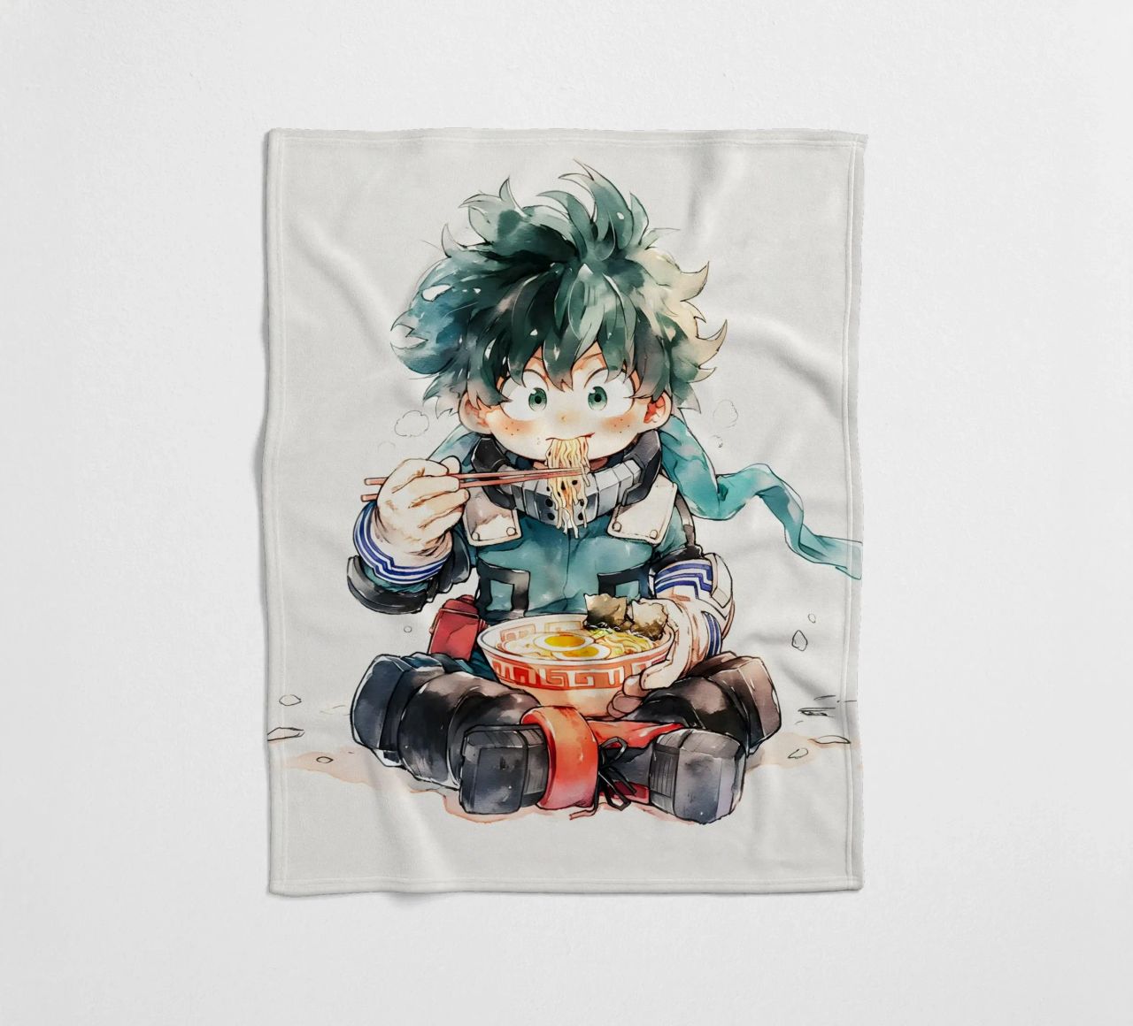 Midoriya Izuku from My Hero Academia Ramen fleece blanket by CreativeStudio