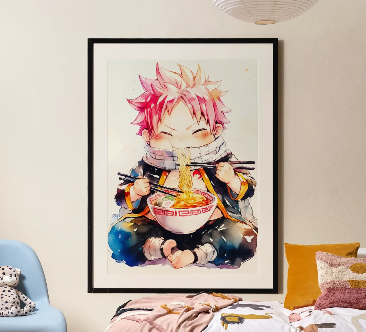 Natsu From Fairy Tail Ramen poster con telaio in legno da CreativeStudio