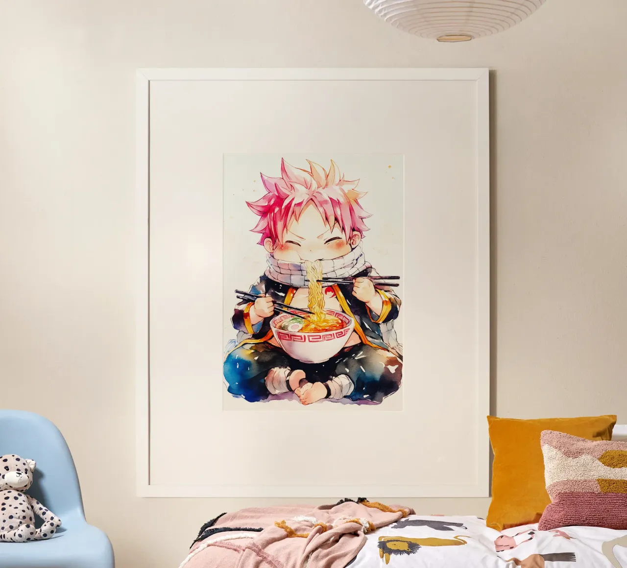 Natsu From Fairy Tail Ramen poster con telaio in legno da CreativeStudio