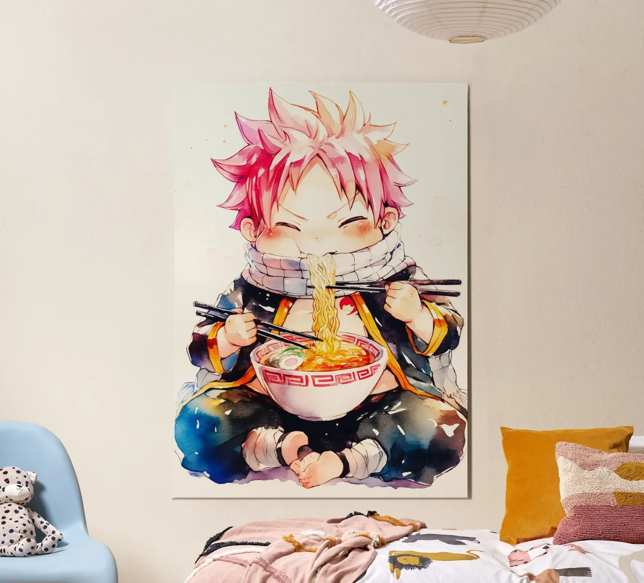 Natsu From Fairy Tail Ramen poster con telaio in legno da CreativeStudio