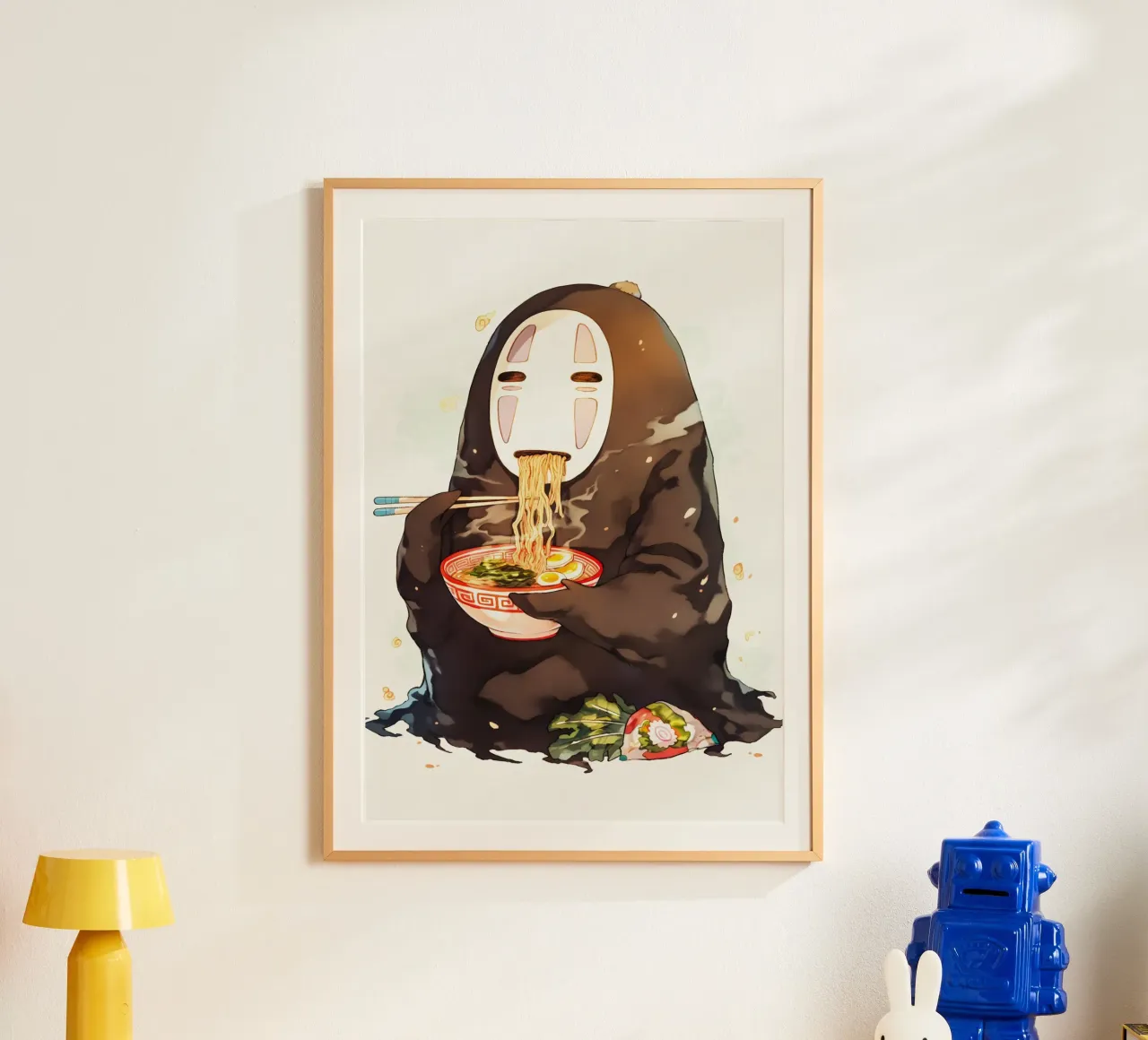 No Face From Spirited Away Ramen poster con telaio in alluminio da CreativeStudio