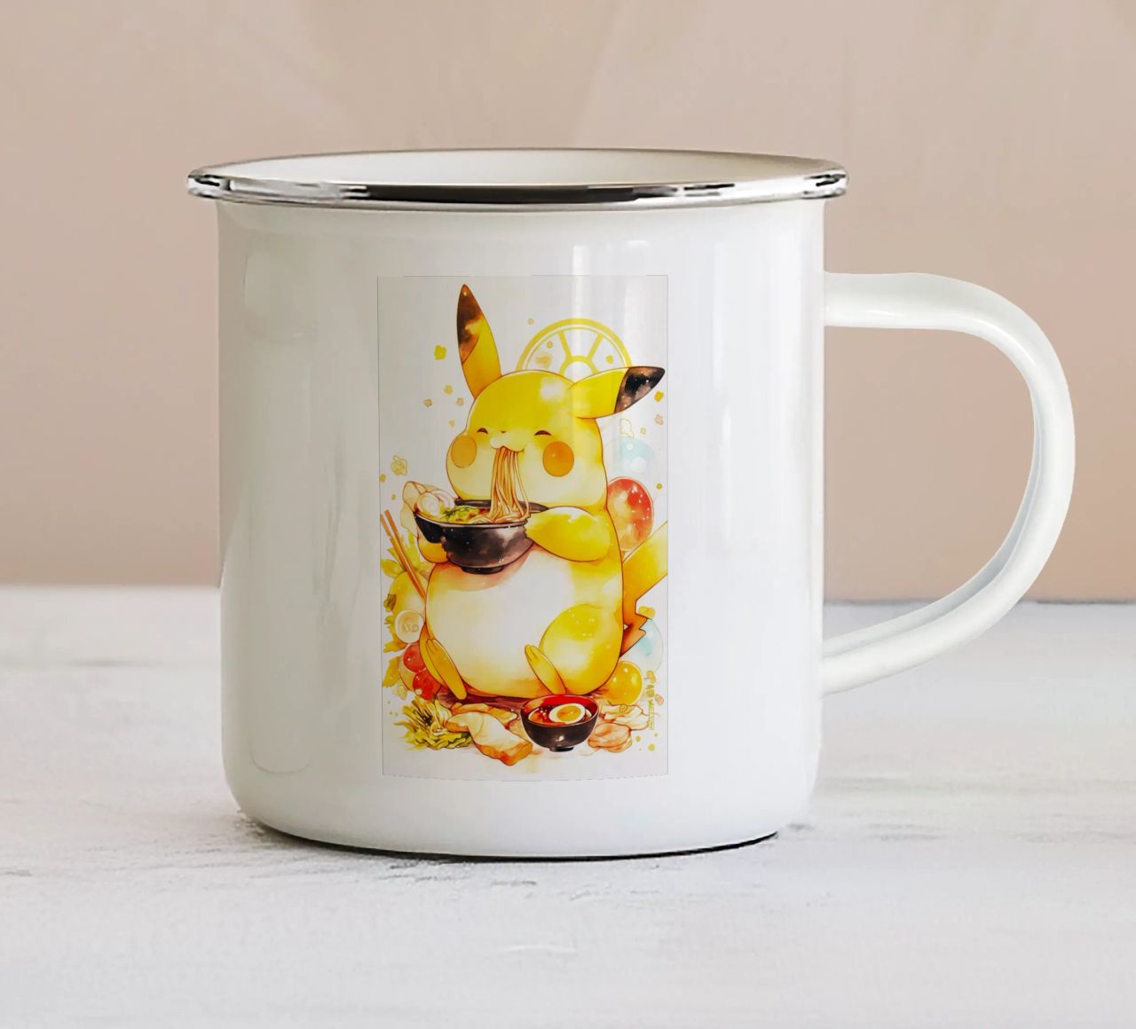 Pikachu From Pokemon Ramen tazza in smalto da CreativeStudio
