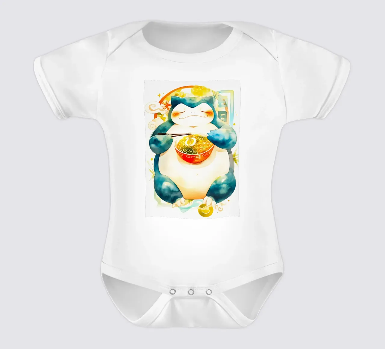 Snorlax From Pokemon Ramen babyrompertje korte mouwen van CreativeStudio