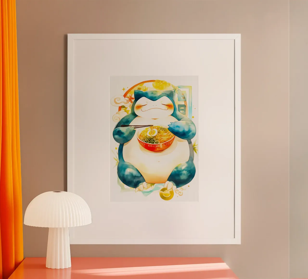 Snorlax From Pokemon Ramen poster con telaio in plastica da CreativeStudio