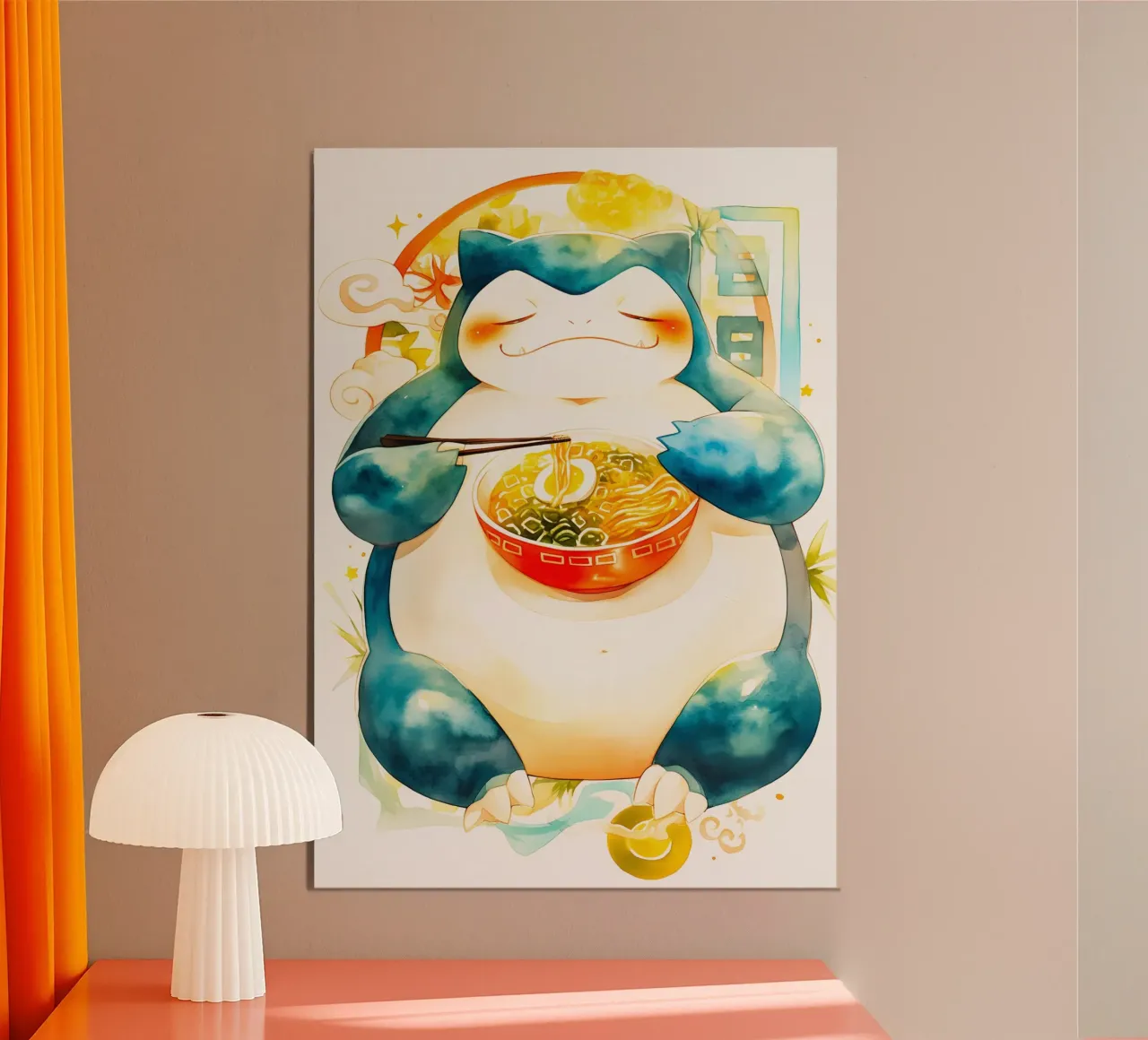 Snorlax From Pokemon Ramen poster con telaio in plastica da CreativeStudio