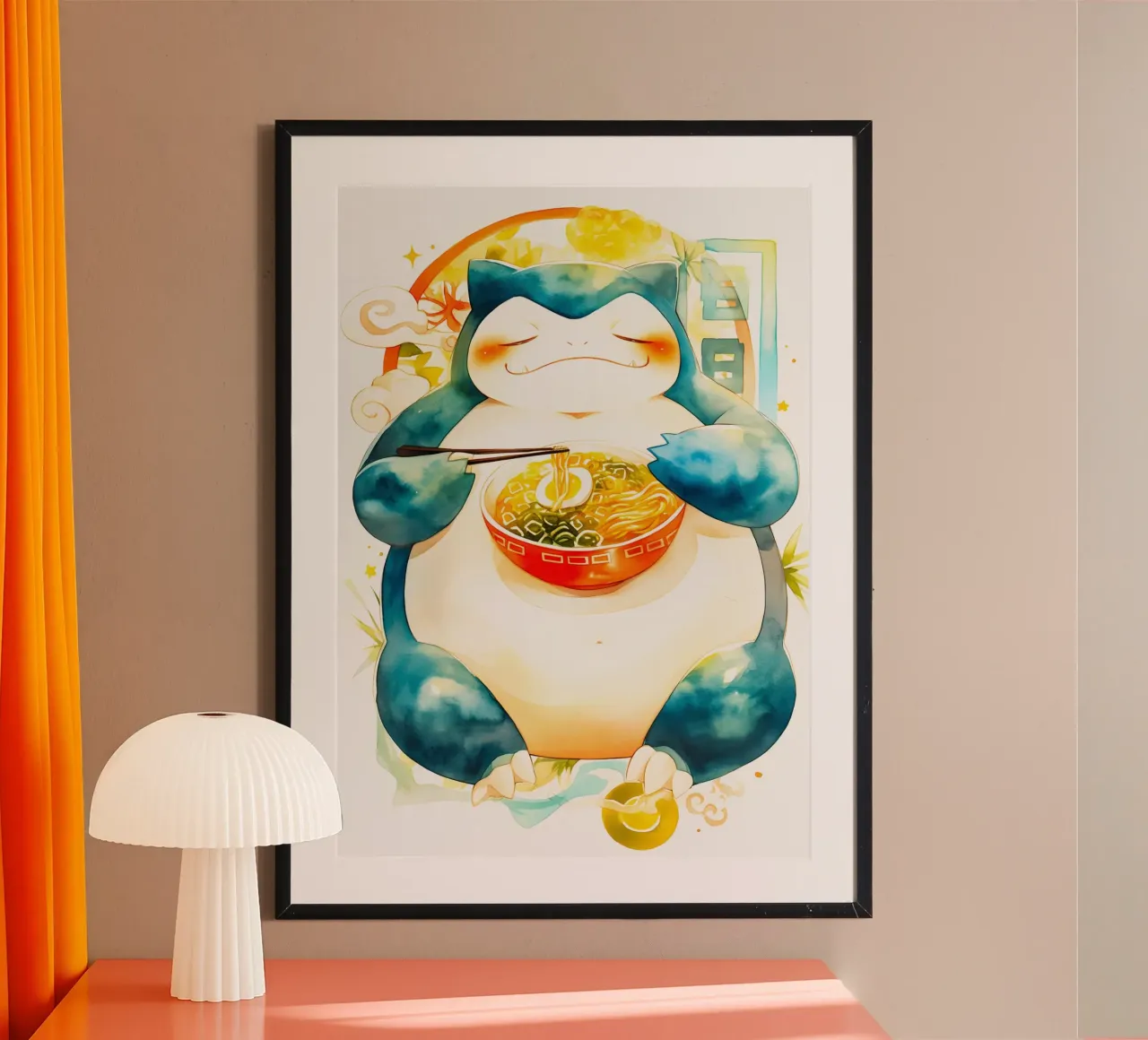 Snorlax From Pokemon Ramen poster con telaio in plastica da CreativeStudio