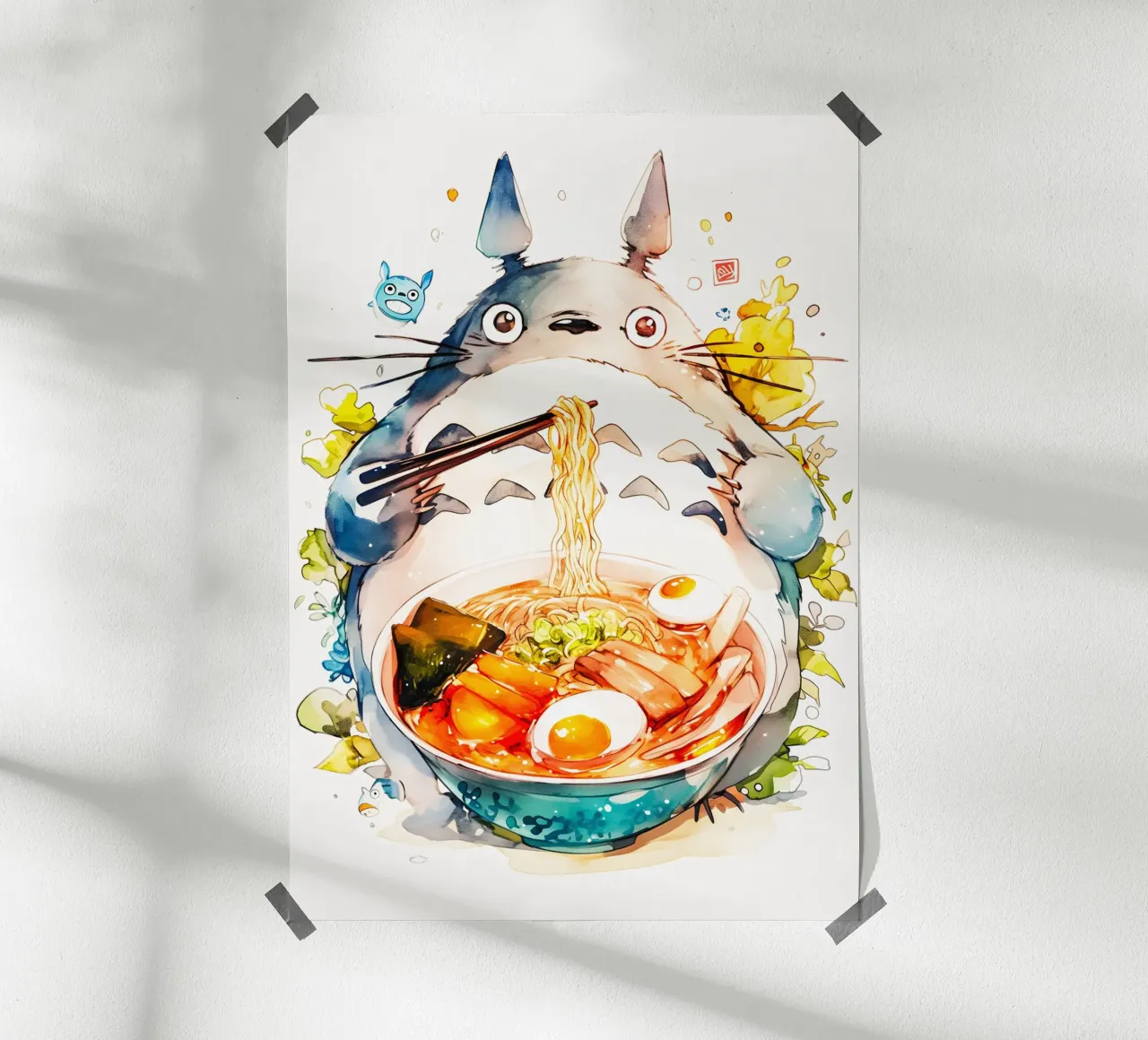 Totoro  Ramen poster con telaio in plastica da CreativeStudio