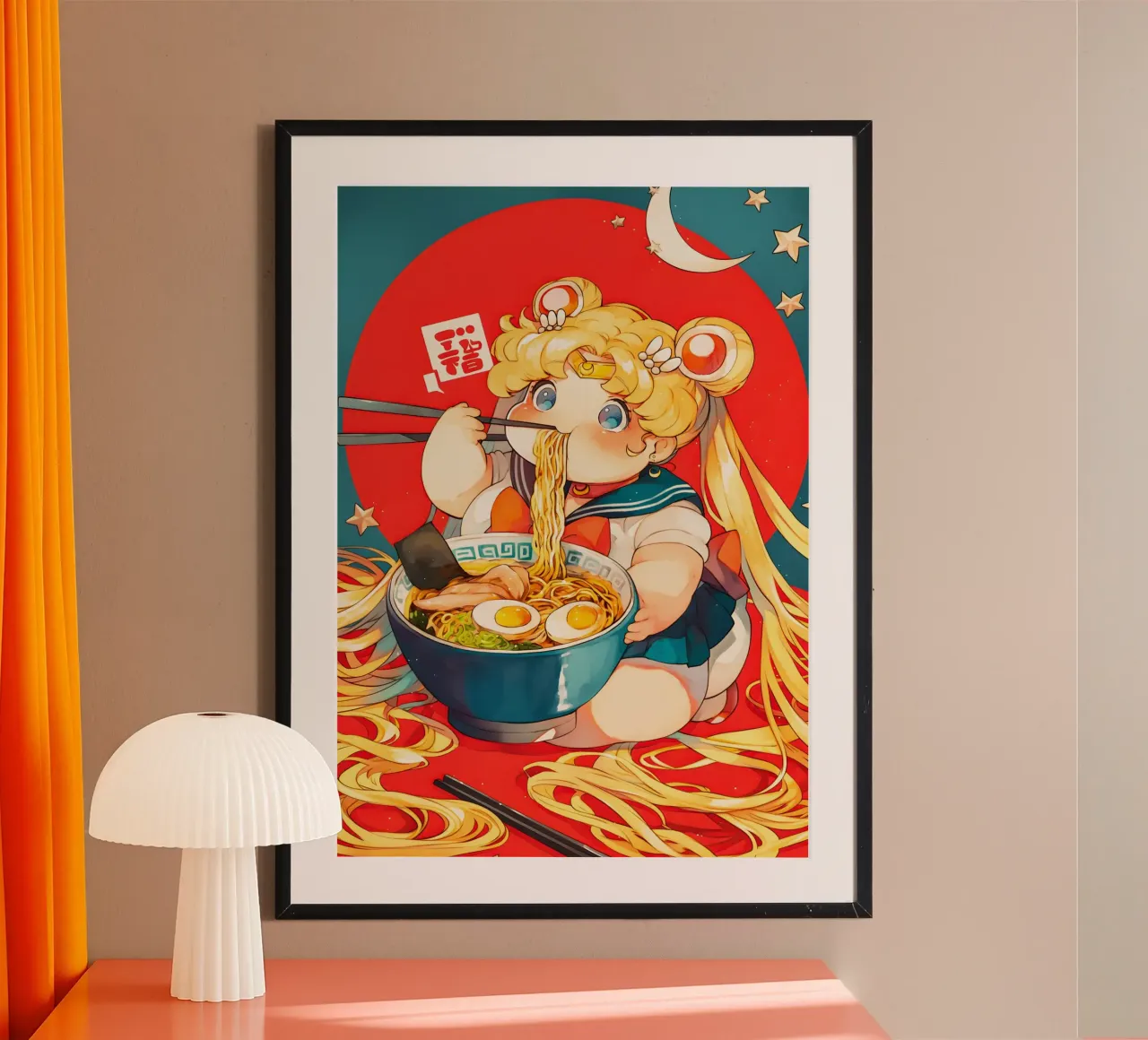 Usagi Tsukino from Sailor Moon Ramen poster with plastic frame by CreativeStudio