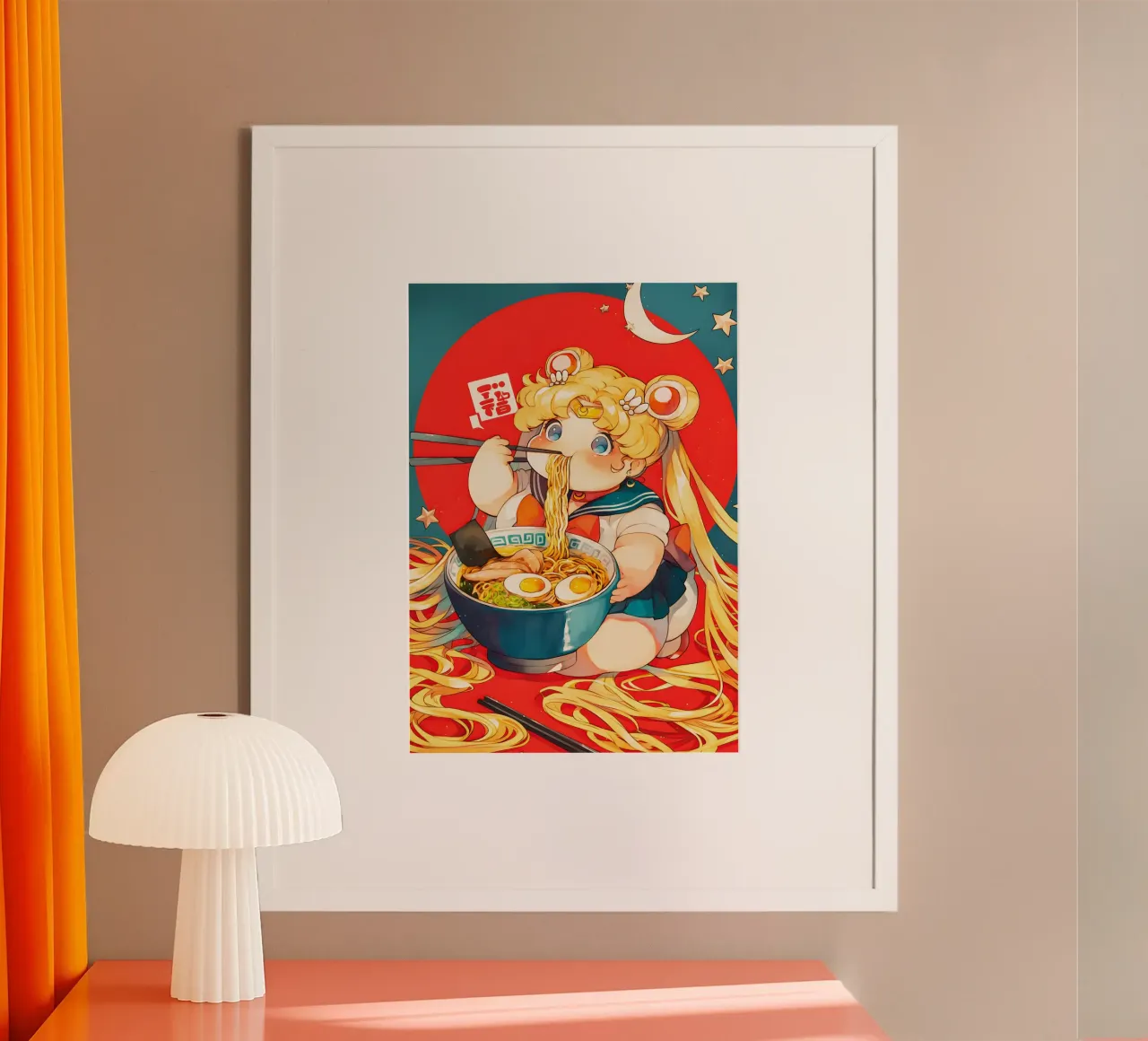 Usagi Tsukino from Sailor Moon Ramen poster with plastic frame by CreativeStudio