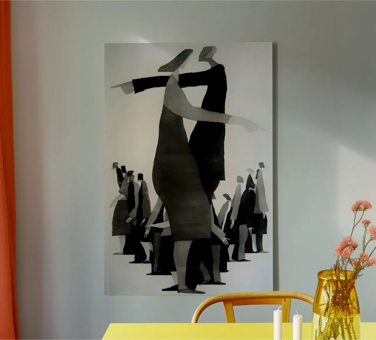 Dual Figures in Motion – Abstract Wall Art canvas with Floater frame by Kunst und Kontrast