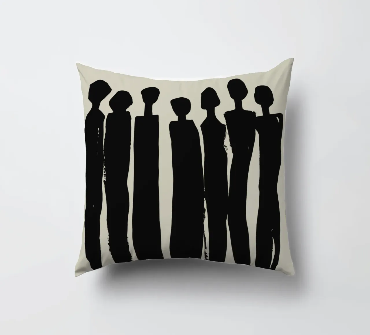Unity in Silhouettes – Minimalist Group Art decorative cushion by Kunst und Kontrast