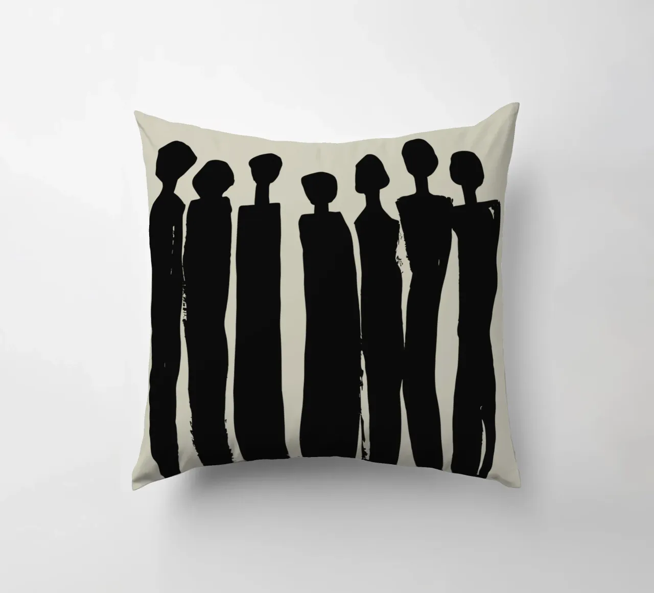 Unity in Silhouettes – Minimalist Group Art decorative cushion by Kunst und Kontrast