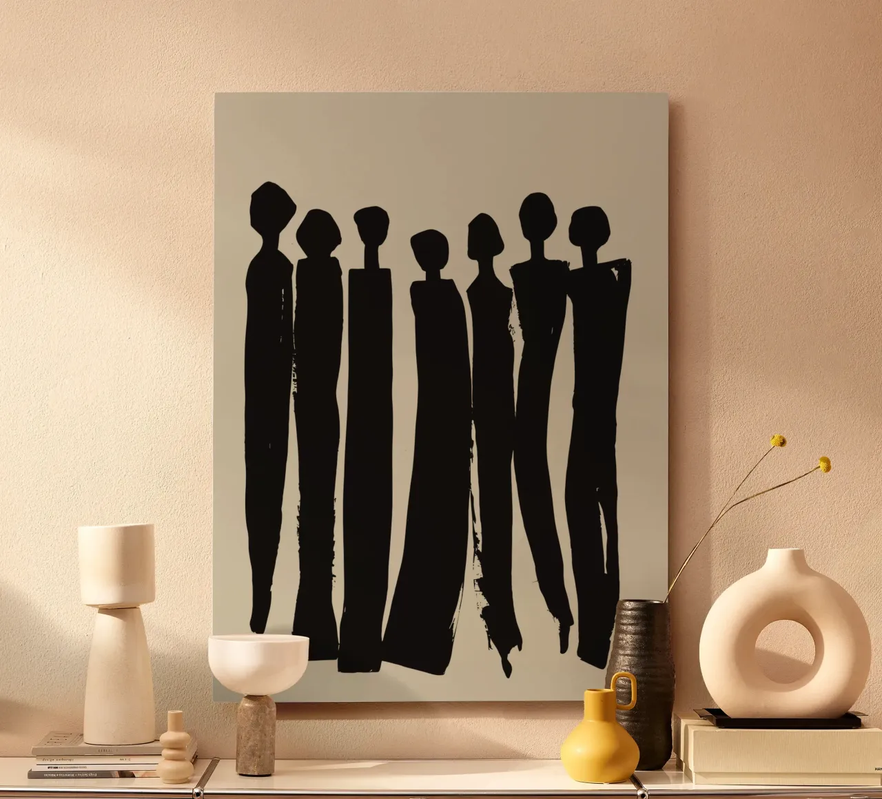 Unity in Silhouettes – Minimalist Group Art alu-dibond by Kunst und Kontrast