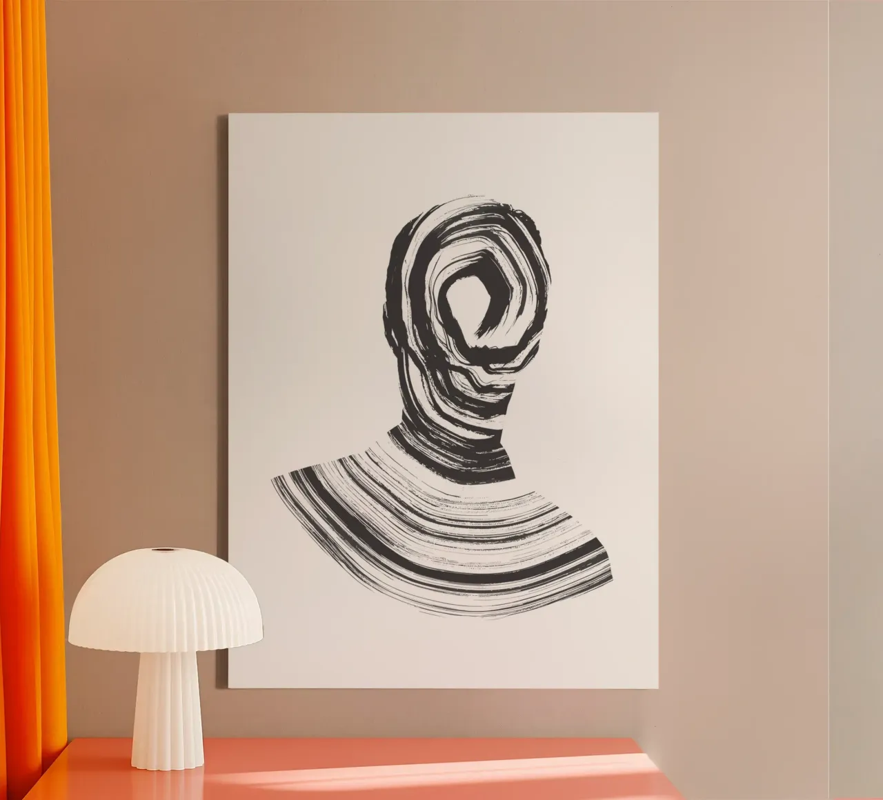 Wervelend portret - Zwart-wit abstracte kunst canvas met Baklijst van Kunst und Kontrast
