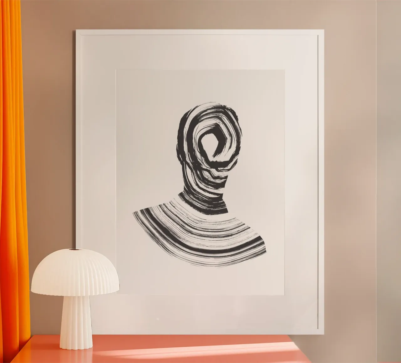 Wervelend portret - Zwart-wit abstracte kunst poster met aluminium frame van Kunst und Kontrast