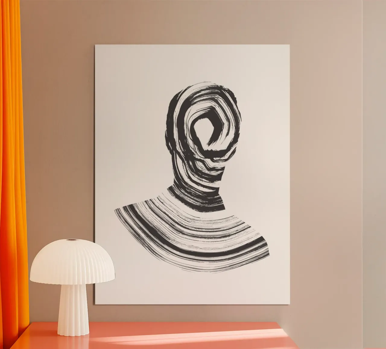 Wervelend portret - Zwart-wit abstracte kunst poster met aluminium frame van Kunst und Kontrast