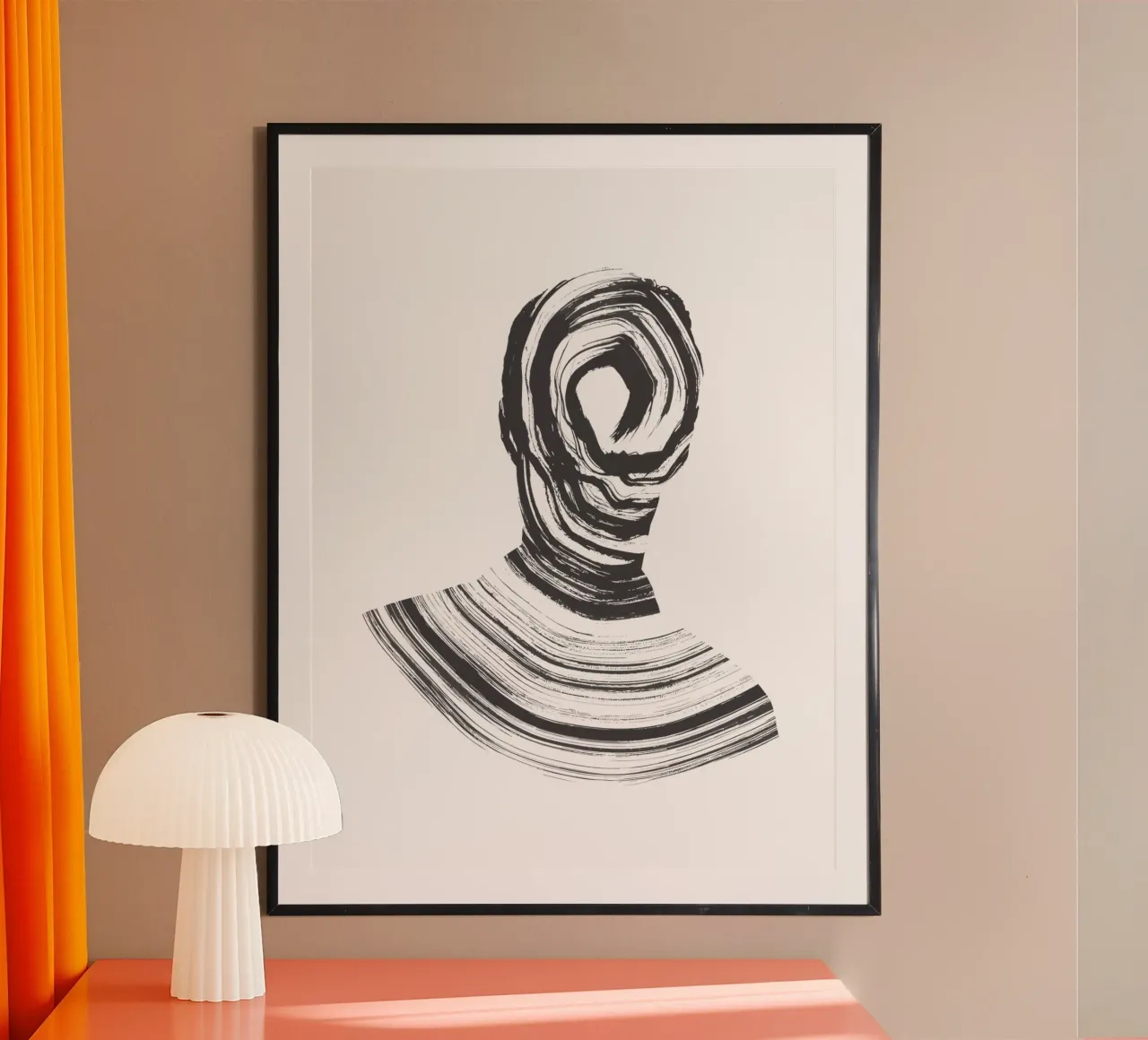 Wervelend portret - Zwart-wit abstracte kunst poster met aluminium frame van Kunst und Kontrast