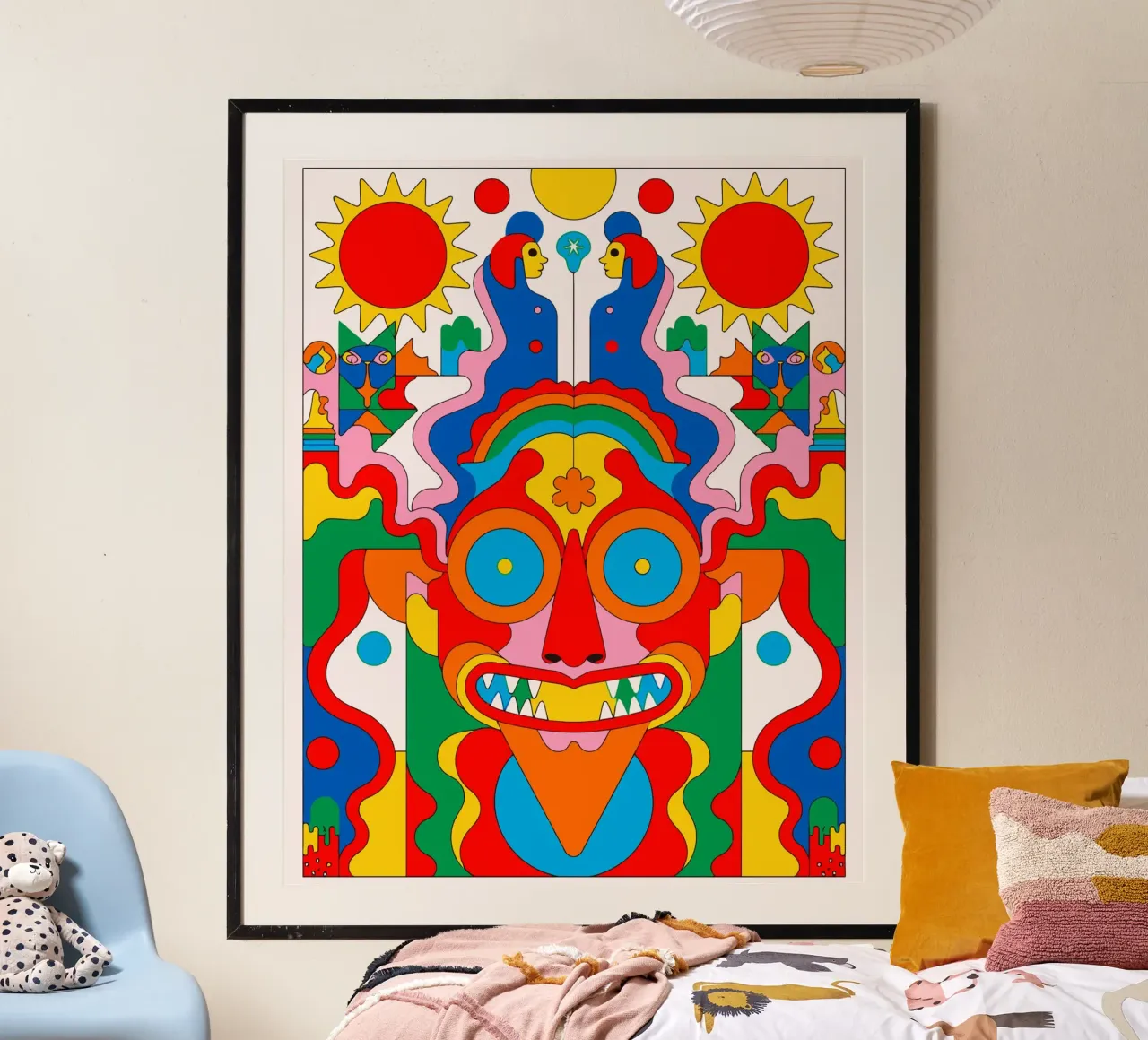 Arte popolare tribale e colorata poster con telaio in legno da Signorino