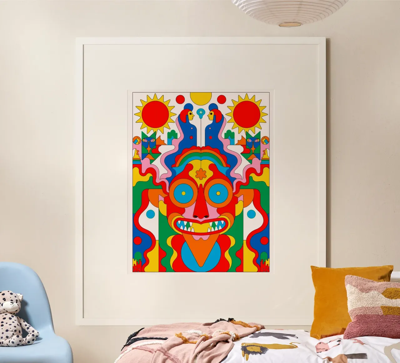 Arte popolare tribale e colorata poster con telaio in legno da Signorino