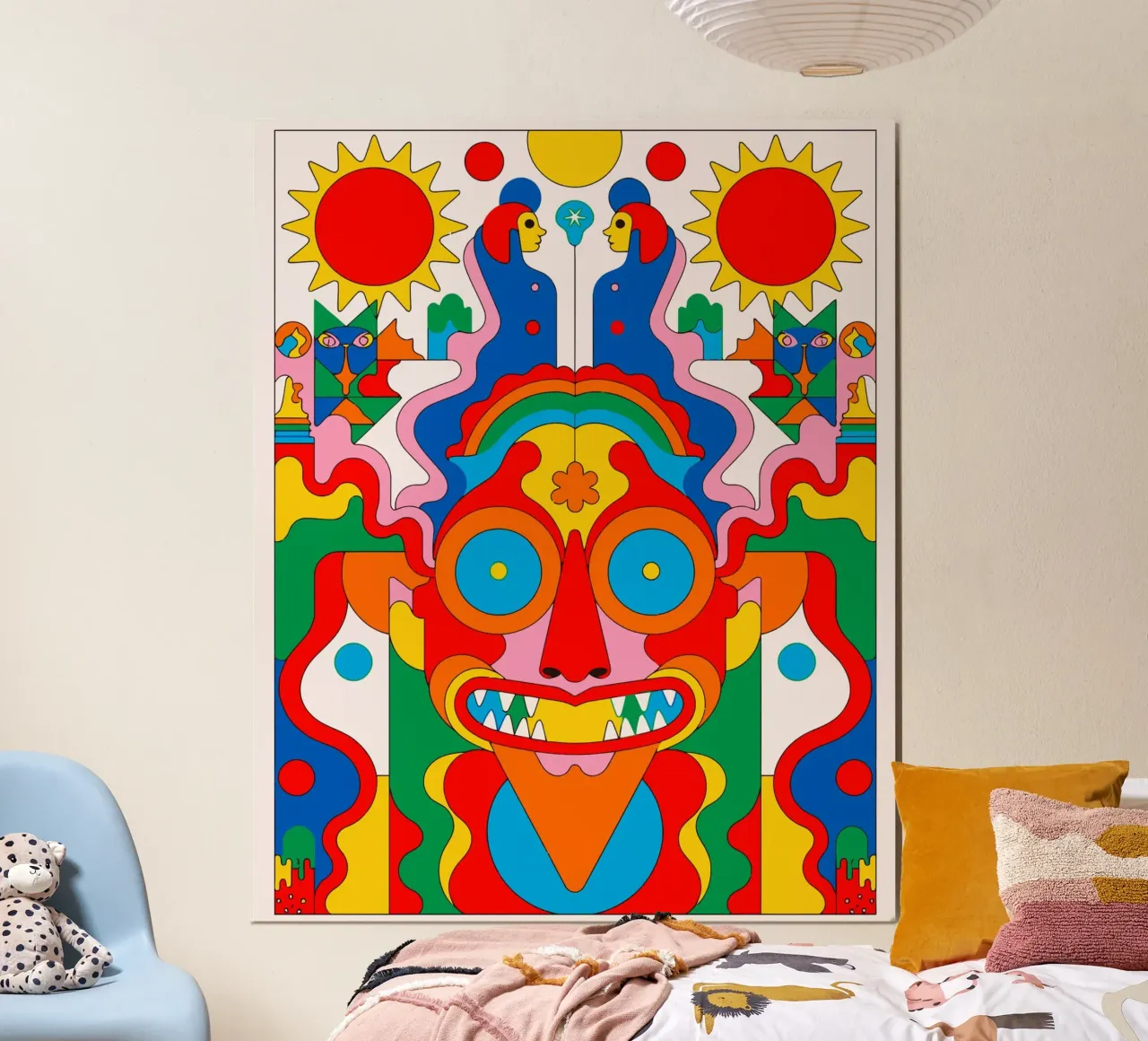 Arte popolare tribale e colorata poster con telaio in legno da Signorino