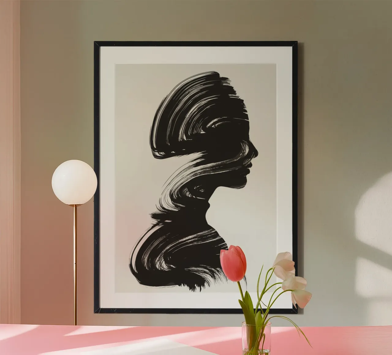 Fließende Silhouette - Abstrakte monochrome Kunst Poster von Kunst und Kontrast
