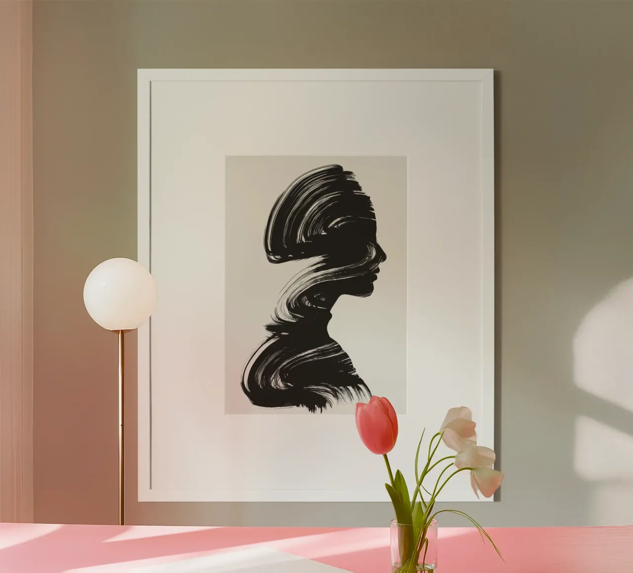 Fließende Silhouette - Abstrakte monochrome Kunst Poster von Kunst und Kontrast