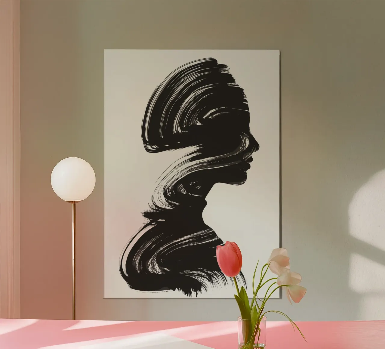 Fließende Silhouette - Abstrakte monochrome Kunst Poster von Kunst und Kontrast